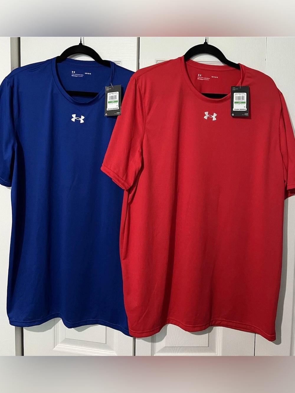 Under Armour Men's Locker 2.0 Shirt, Bundle Lot Of 2, Blue And Red, Size Large